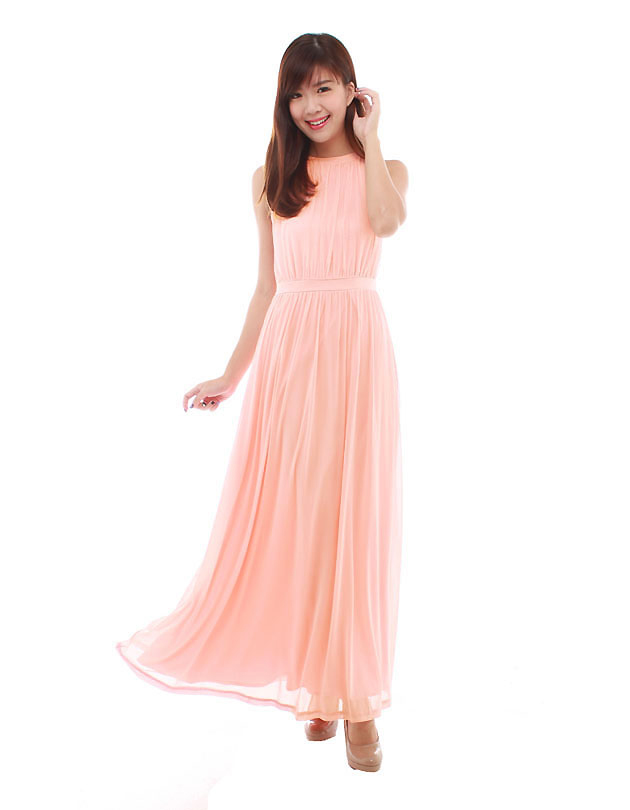 Paris Maxi Dress in Pastel Peach